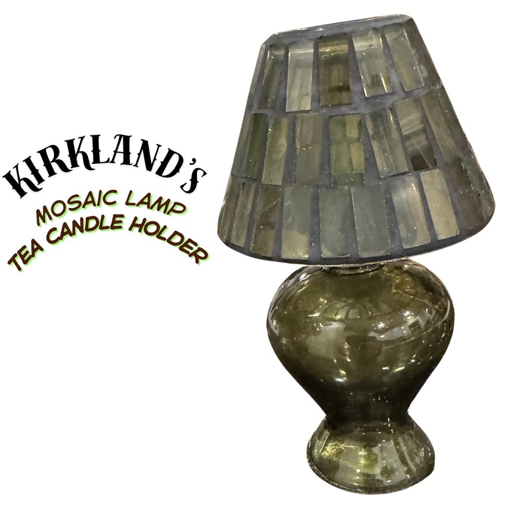 Kirkland’s Green Mosaic Tea Lamp 6.25” NIB - Candle Holder Decor